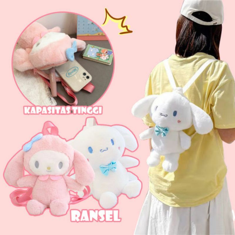 Tas Ransel Wanita Boneka Bulu Cinnamoroll