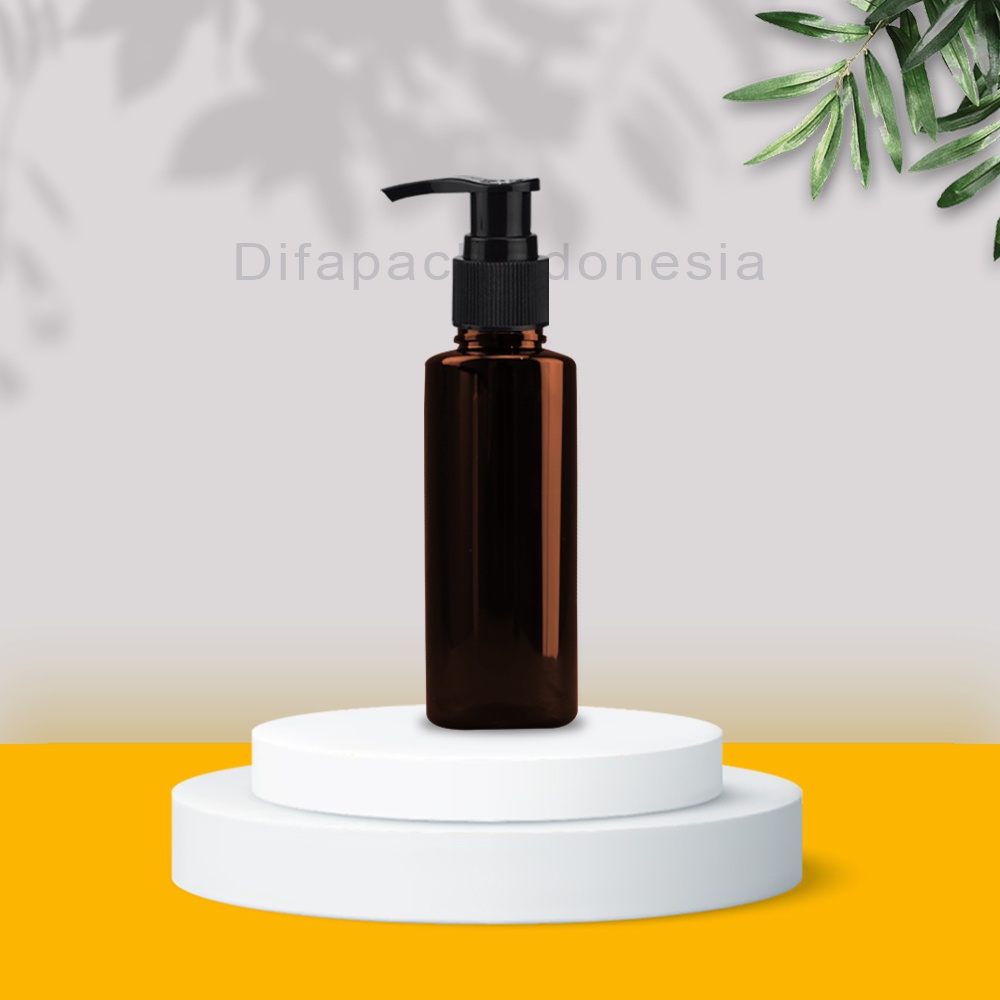 Botol RF 100ml pump lotion hitam body coklat teball