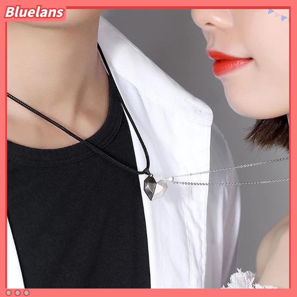 Bluelans Love Necklace Heart Shape Fine Workmanship Couple Lettering Heart Love Pendant Necklace