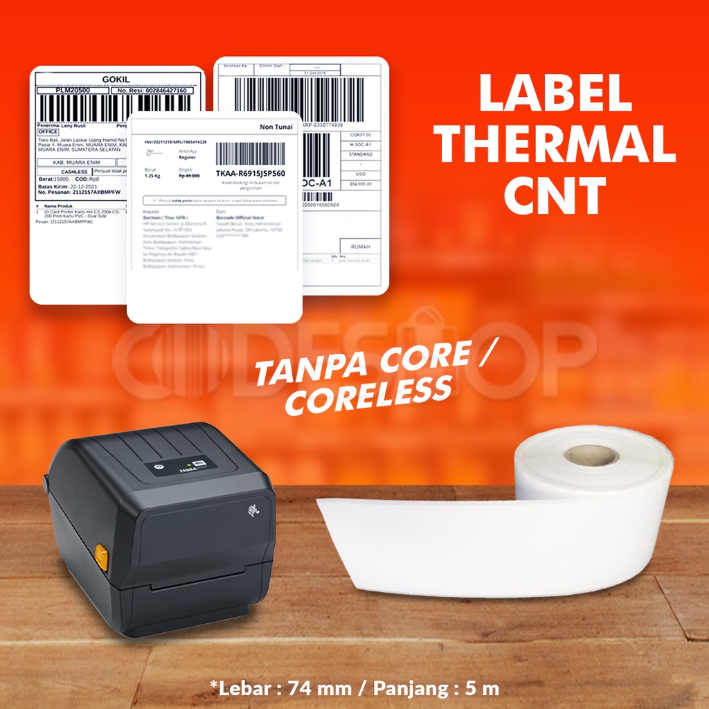 Label Barcode 74x5m Continuous Sticker Thermal