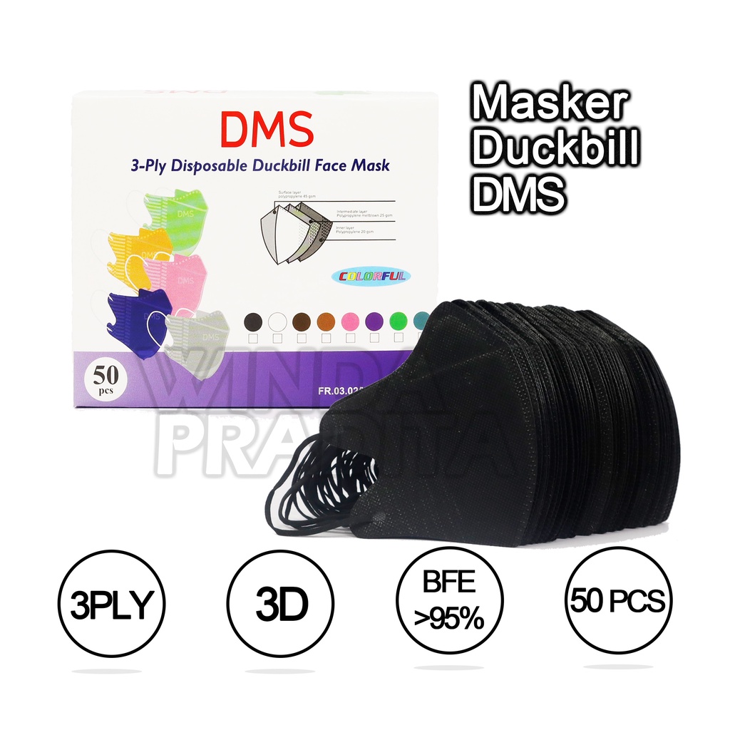 Masker Duckbill Duckbil 50 Pcs Murah 1Box Putih Hitam-Duckbill Hitam DMS