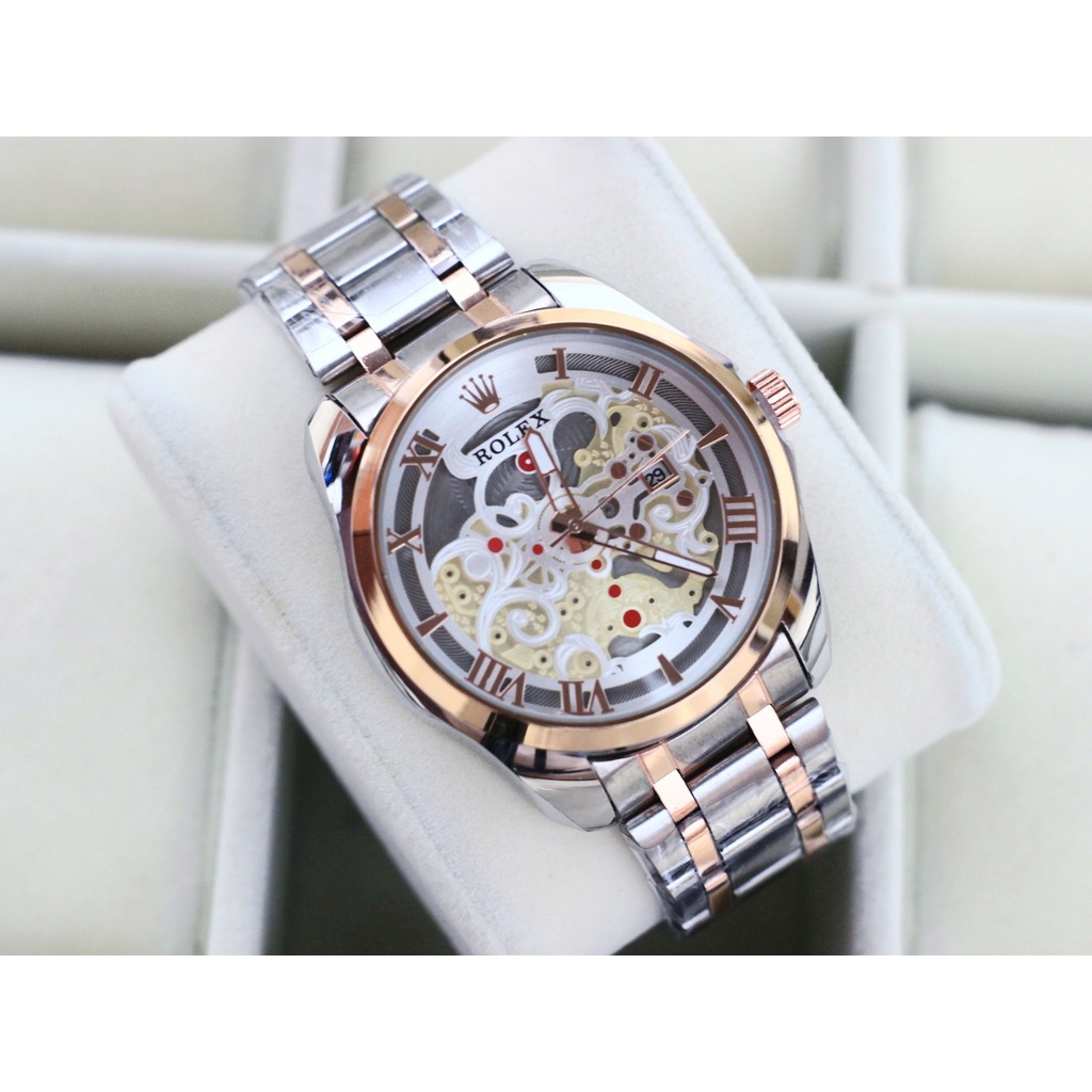 Jam Tangan Pria Fashion Rolex 4805KW Tali Rantai Tanggal Aktif Free Box & Baterai Cadangan (BISA COD