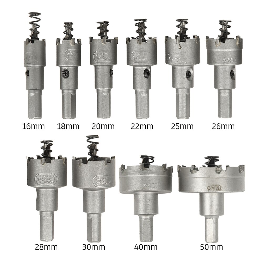 10Buah Hole Saw TCT HoleSaw Carbide TCT untuk Stailess baja Pembolong Besi Hole Saw Keras