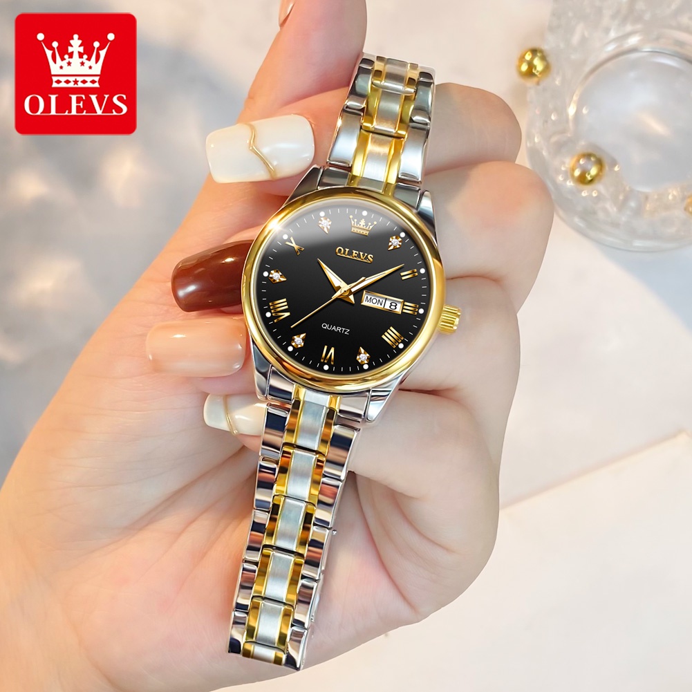 OLEVS Jam Tangan Wanita Original Anti Tahan Air Luminous Stainless Steel Women Watch Luxury Fashion