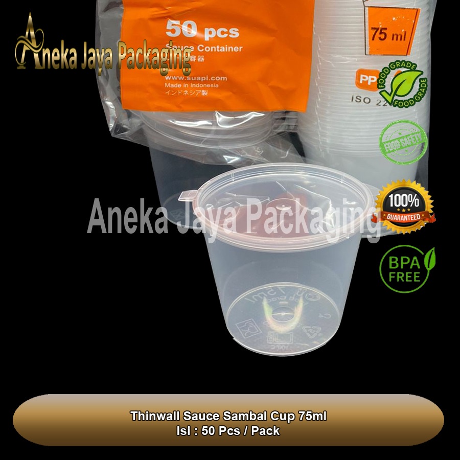 Thinwall Cup 75ml Plastik Tempat Saus Saos Sambal Sambel Kecap medan