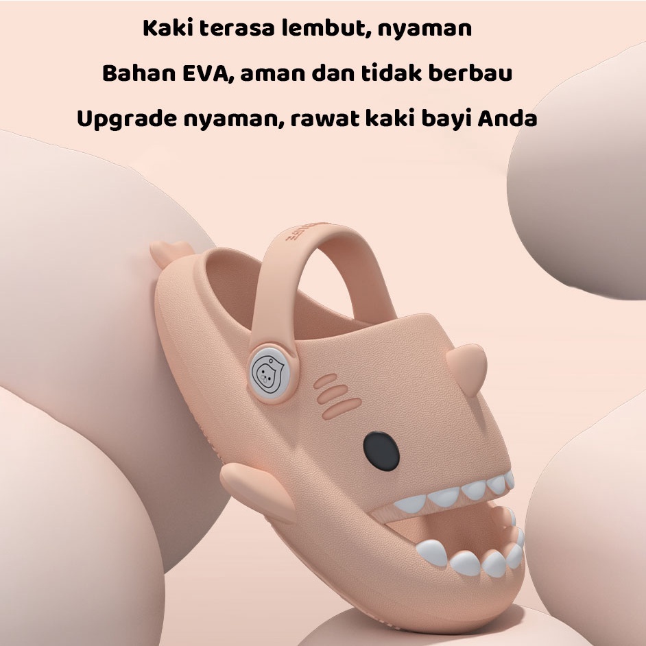 Sendal Anak Hiu Stereo 3D Bahan EVA Aneka Warna Motif Desain asli