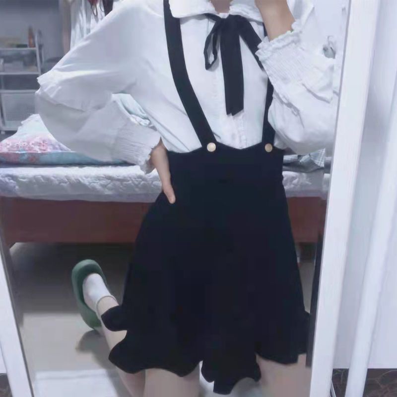 2022 musim gugur dan musim dingin baru JK seragam suspender rok setelan perguruan tinggi feng shui kemeja tangan dua potong gaun perempuan