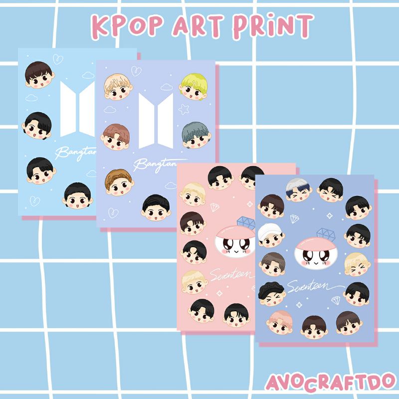 [ AVOCRAFTDO ] Mini Art Print Kpop BTS / SEVENTEEN A6