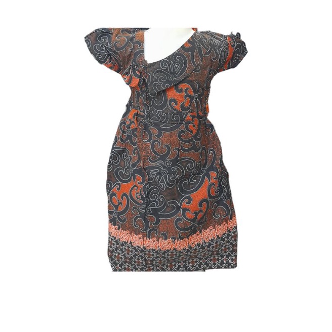 DRES BATIK ANAK WANITA LENGAN PENDEK PREMIUM / DRESS BATIK PEREMPUAN SOLO KEKINIAN UMUR 1-9 TAHUN