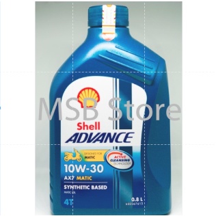 Oli Motor Matik Terbaik Shell Advance 4-AT AX7 Scooter 10W30 0.8 L (1 DOS=12 Botol)