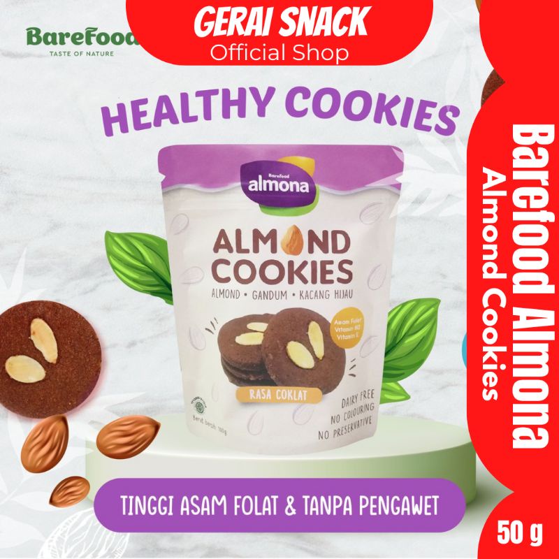 Barefood Almona - Almond Cookies 90g - Snack Sehat No Preservative &amp; No Coloring