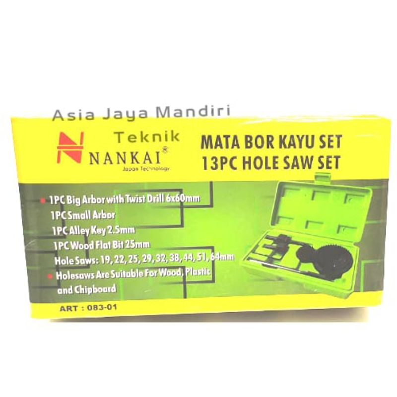 HOLESAW KIT 13PC NANKAI / MATA BOR KAYU SET