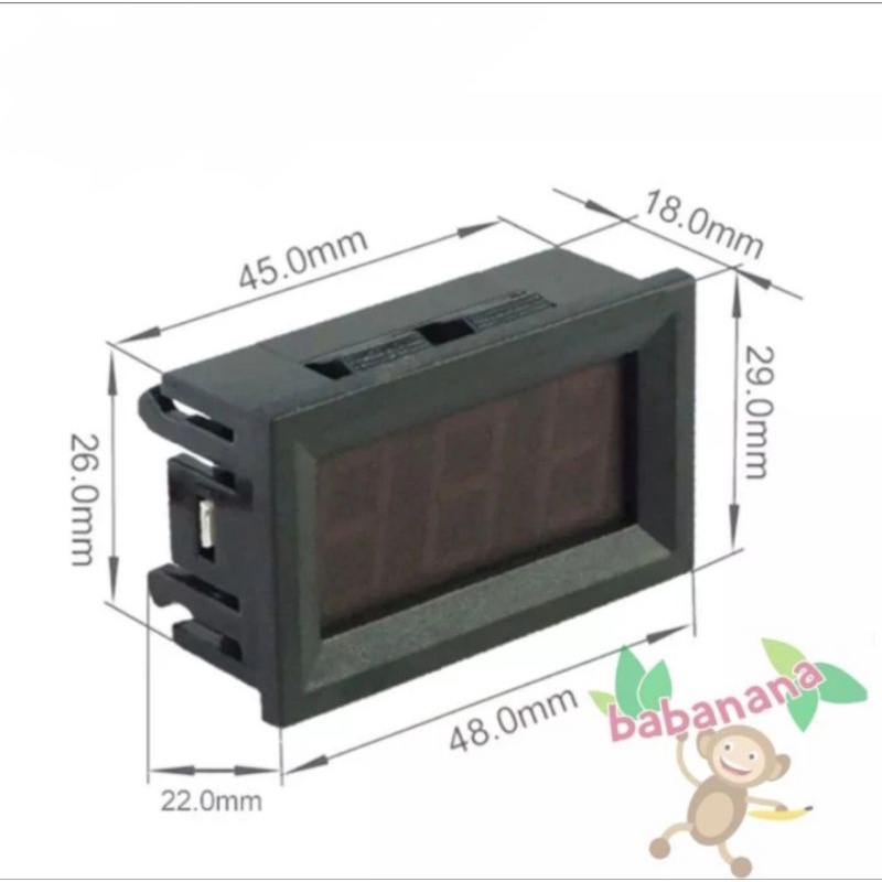 Voltmeter DC 0V - 100V 3 kabel dengan frame volt meter hijau