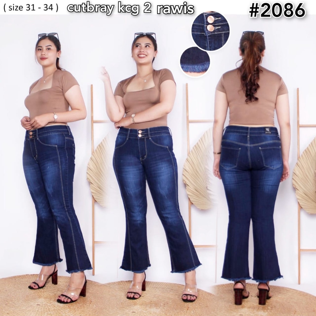 Celana Panjang Jeans Wanita Cutbray Rawis Tulang Samping 27-30 31-34 Bisa Bayar Ditempat(COD)