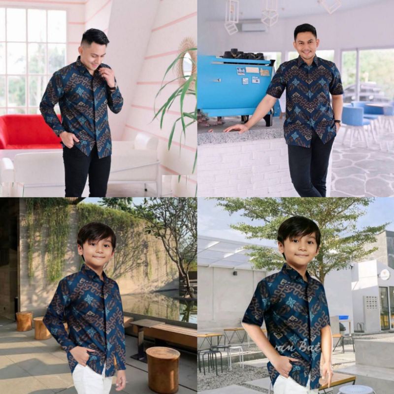 [AJINEBUSONO] KEMEJA BATIK LENGAN PANJANG PRIA COUPLE AYAH DAN ANAK | FASHION PRIA MODERN | BATIK