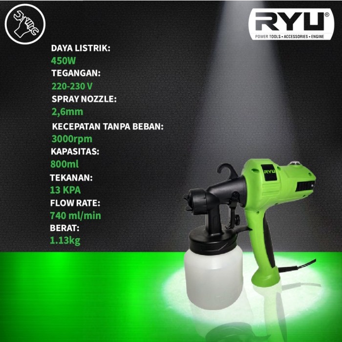 Spray Ryu Spray Gun Electrik Rse 800 Semprotan Cat Tembok Paint Zoom Listrik