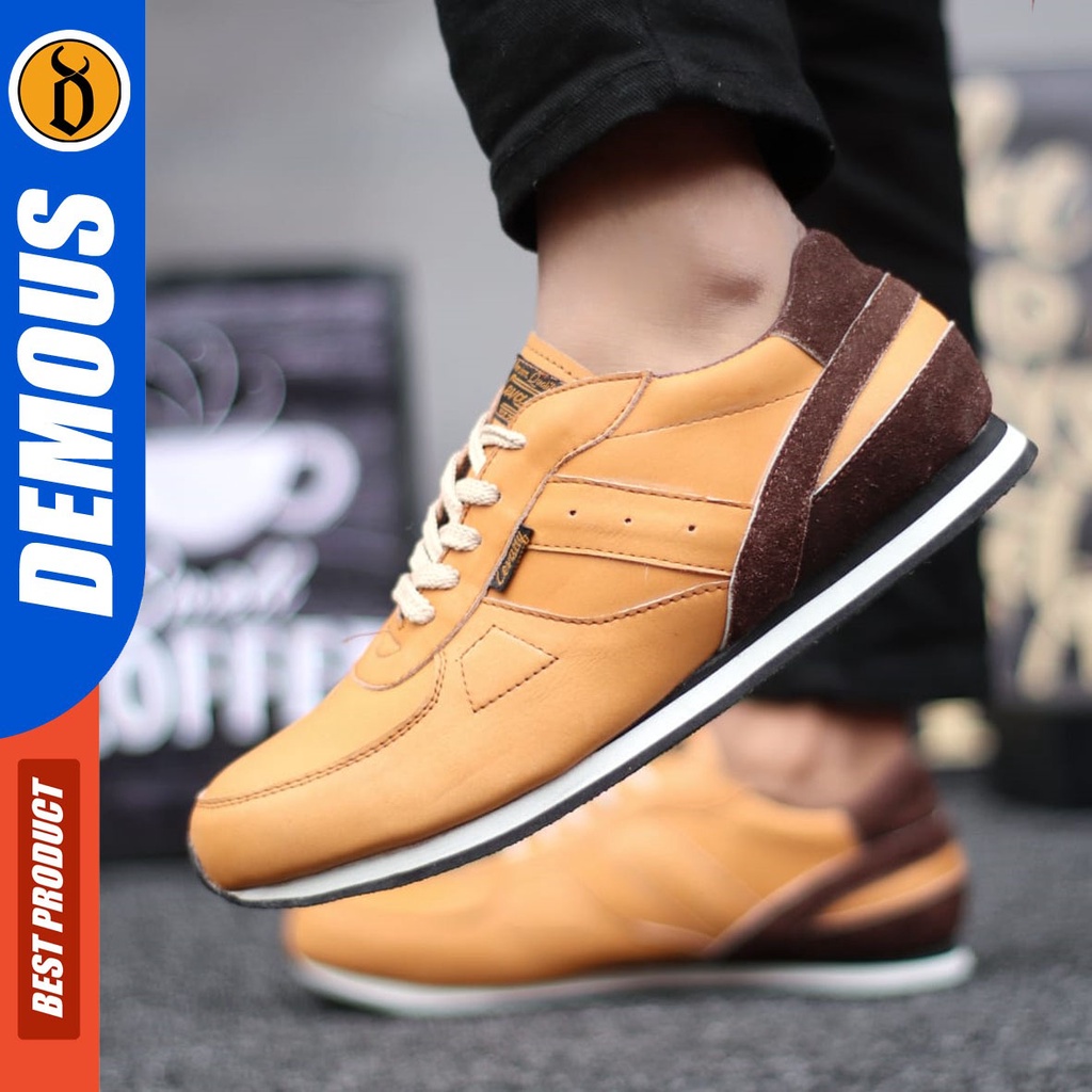 DEMOUS Jelal - Sepatu Sneakers Kulit Asli Tali Pria