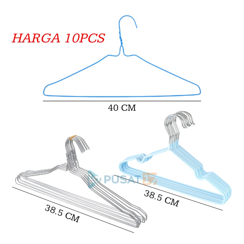 Gantungan Baju Stainless Anti Karat Hanger Kawat Isi 10 Pcs — 10