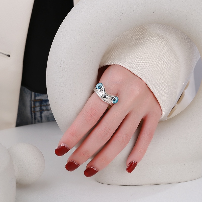 Devil's Eye Ring Blue Eyes Frog Three-dimensional Shape Hip Hop Opening Ring