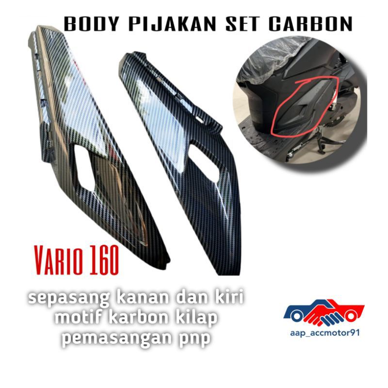 COVER BODY PIJAKAN KAKI NEW VARIO 160 MOTIF CARBON KILAP