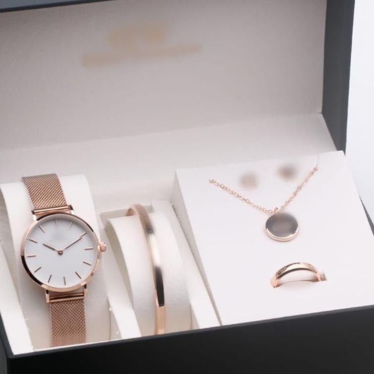 U2J2  JAM TANGAN WANITA DW PUM PETITE PASIR RANTAI STAINLESS PAKET 1 SET  BOX ORIGINAL & PAPER BAG D