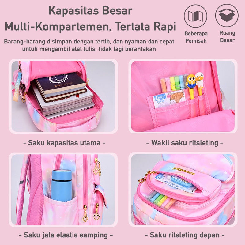 LNR Shop S-011 S-012 S-013 S-015 ZMBABY PIKBEAR Tas Ransel Sekolah Import Untuk Anak Perempuan Model Kulkas TK - SD Kelas 1 2 3 4 5 6 Ransel School Bag Anak Tahan Air Bahan Polyester Ringan Lembut Sekolah Dasar Taman Kanak Cewek Playgroup Pre-K K1 K2