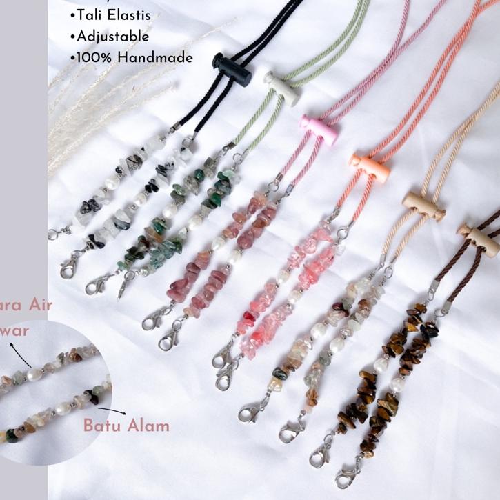 [CODEES14] Strap Masker Batu / Konektor Masker Mutiara Lombok /  Strap Masker Mutiara Air Tawar / St