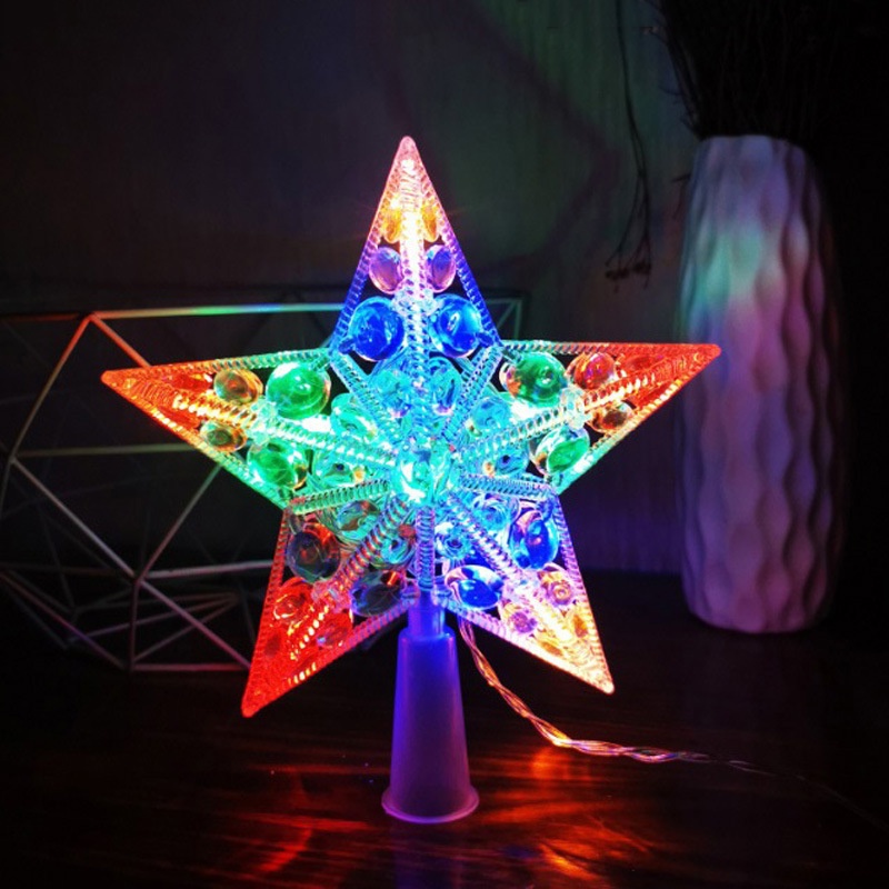 Ornamen Lampu LED Bentuk Bintang Pentagram Tenaga Baterai Untuk Dekorasi Natal