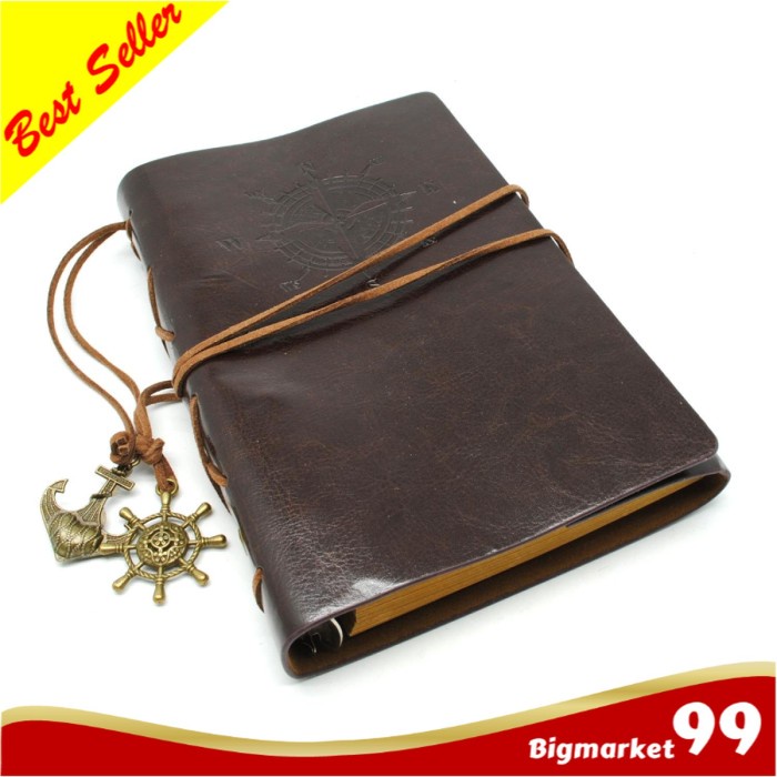 

Binder A5 Buku Diary Aesthetic Catatan Harian Cover Kulit Retro Pirate - Coffee