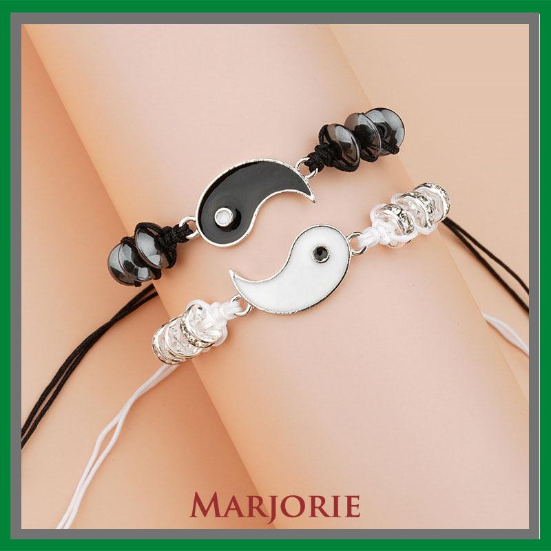 2pcs Gelang Magnet Couple Pasangan Bintang Heksagonal Yin Yang Tai Chi Dapat Disesuaikan Secara Manual /Couple Magnetic Attract Braided Gelang Aksesori-MJD