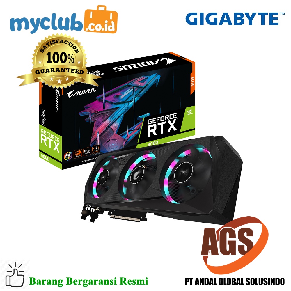 VGA Gigabyte RTX 3060 RTX3060 Aorus Elite Garansi Resmi