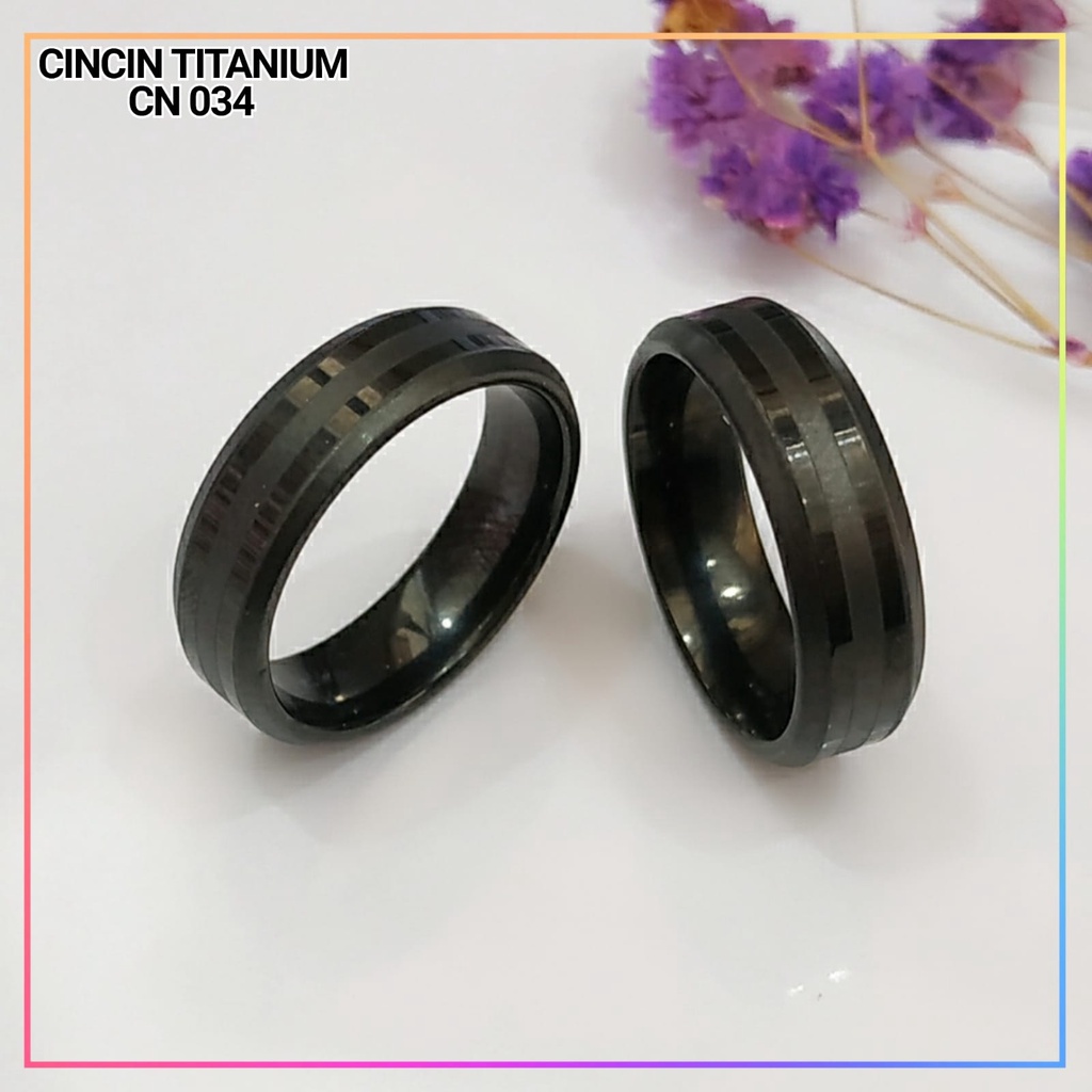 Cincin Titanium/stainless steel couple harga/1biji cincin tunangan 2 satu warna black polos perhiasan lapis emas gold CN 034