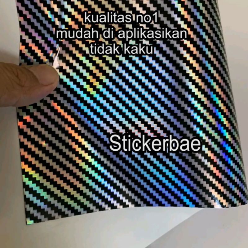 skotlet karbon hologram pelangi stiker carbon kevlar holo motor mobil