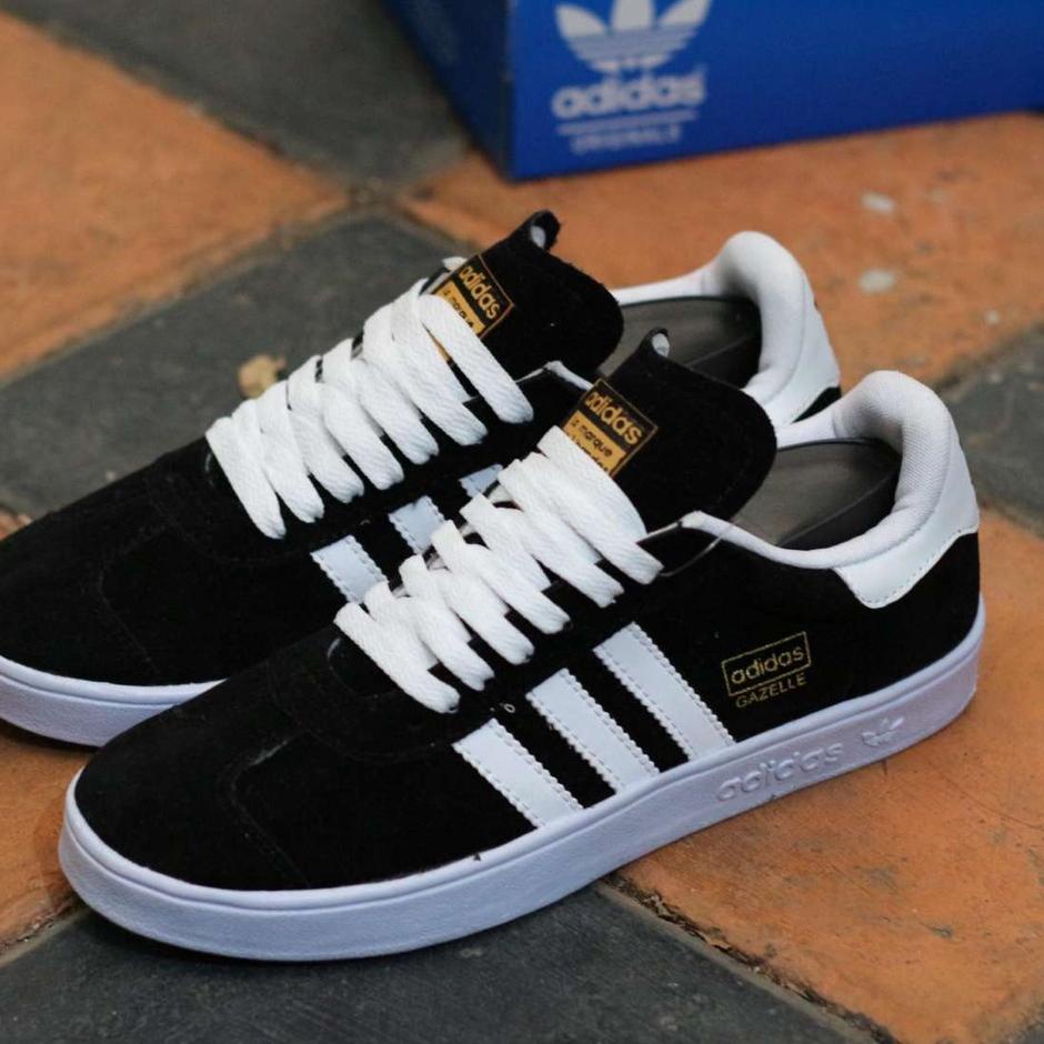 Terpercaya Sepatu Sekolah Sneakers Adidas Gazelle Hitam Putih Pria Wanita SMP SMA Kuliah