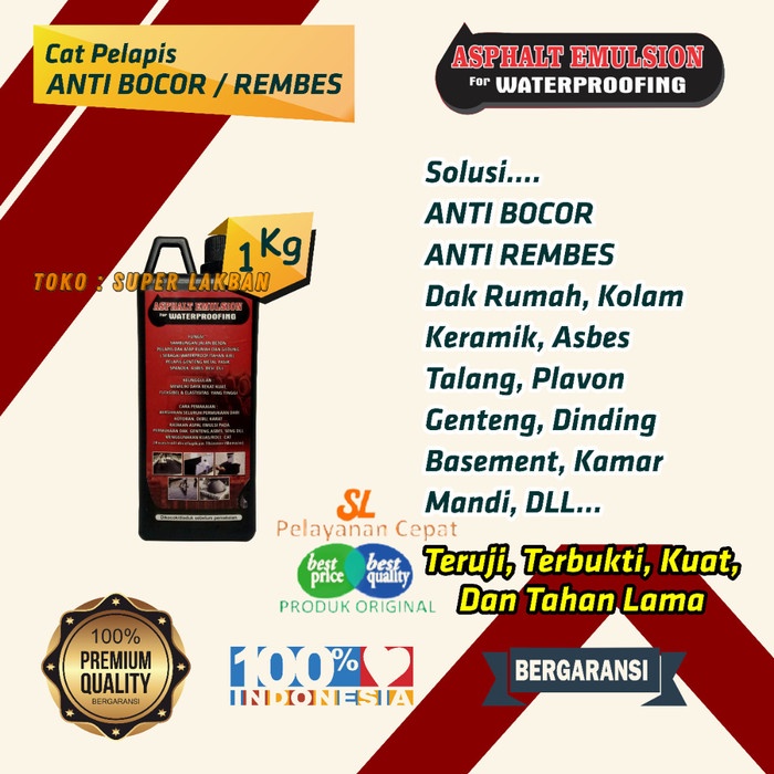 Cat Aspal Cair Anti Bocor Pelapis Dinding Dak Atap Keramik Anti Rembes Asphalt Emulsion 1KG Aspalt Waterproofing