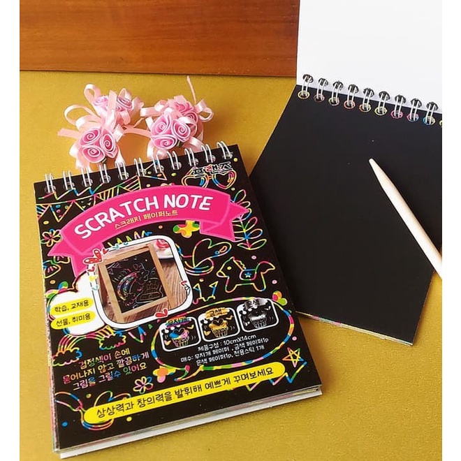 

Lucu Rainbow Scratch Note / Memo Kecil Hitam 14X10 Cm Wooden Stick Bagus