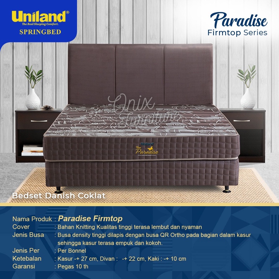 Springbed Uniland Paradise Firmtop Danish Coklat 100x200cm