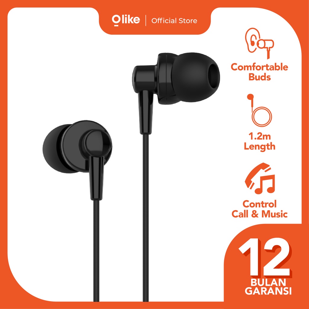 Olike Wired Earphone Headset In Ear HD Audio Headphone Handsfree Garansi Resmi 6 Bulan OASE E-G2