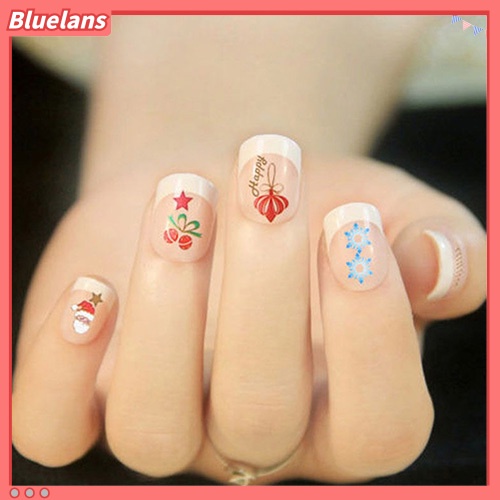 Stiker Nail Art Desain Snowflakes Snowmen 3D Untuk Dekorasi Natal