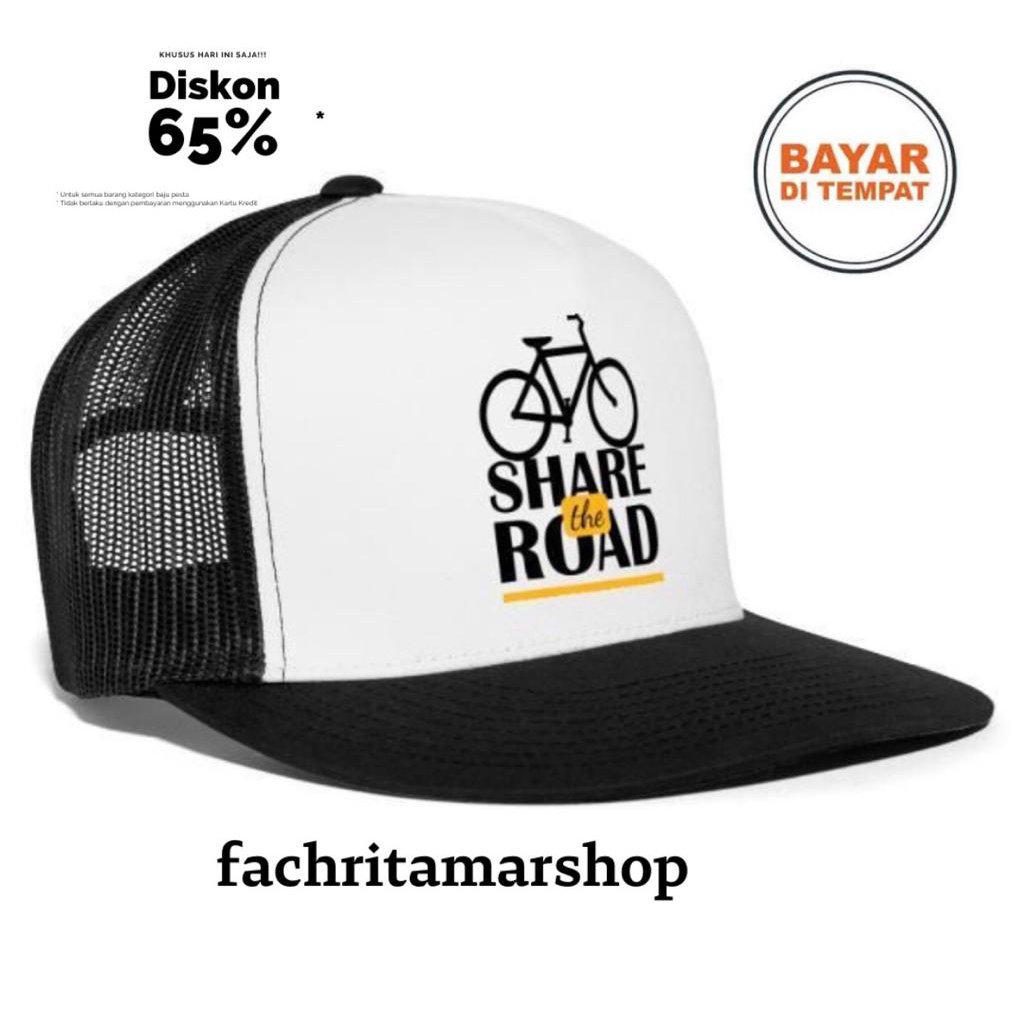 Topi Trucker Jaring Sepeda Share Road Topi pria wanita Dewasa COD