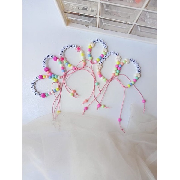 gelang nama - gelang anak - gelang manik - gelang cute - gelang tali serut