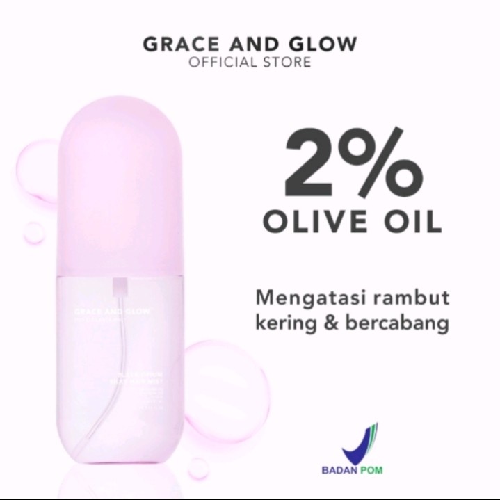 Grace and Glow Black Opium Hair Mist 100 ml - Parfum Rambut Spray untuk Rambut Kering dan Bercabang with Golden Marula + Olive Oil