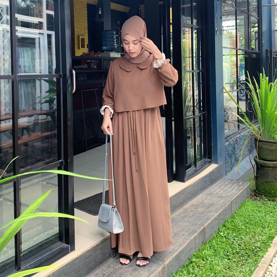 {COL.18Oc22ᴵ} ZUNAIRA BROKENWHITE ALMOND GAMIS PUTIH GAMIS REMAJA DRESS