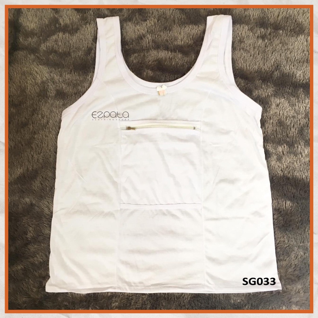 Ezpata Kaos Dalam Haji Singlet Resleting Perlengkapan Umroh Warna Putih Polos Unisex Pria Wanita Untuk Menyimpan Uang Murah Bekualitas