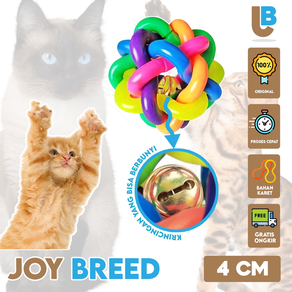 MAINAN KUCING BOLA PELANGI ISI KERINCINGAN RAINBOW BALL WITH BELL | JOY BREED