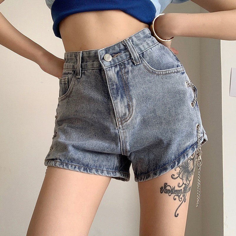 Celana pendek wanita korea hotpants highwaist denim fashion korean style short pants ootd