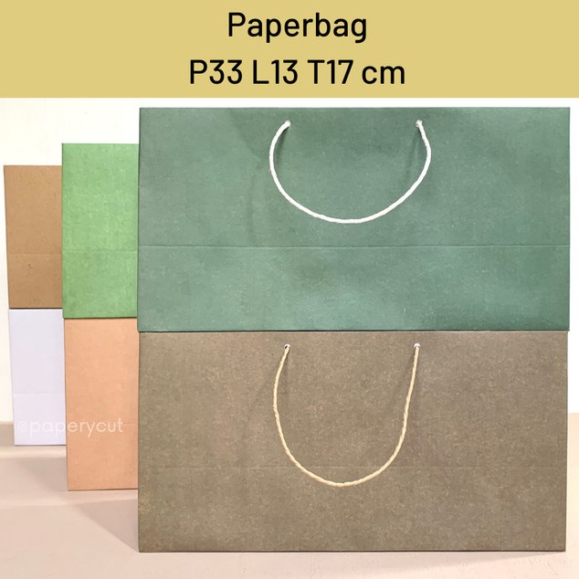 

Paperbag Tas Kertas Kraft Warna Polos Goodie Bag 33 x 13 x 17 cm