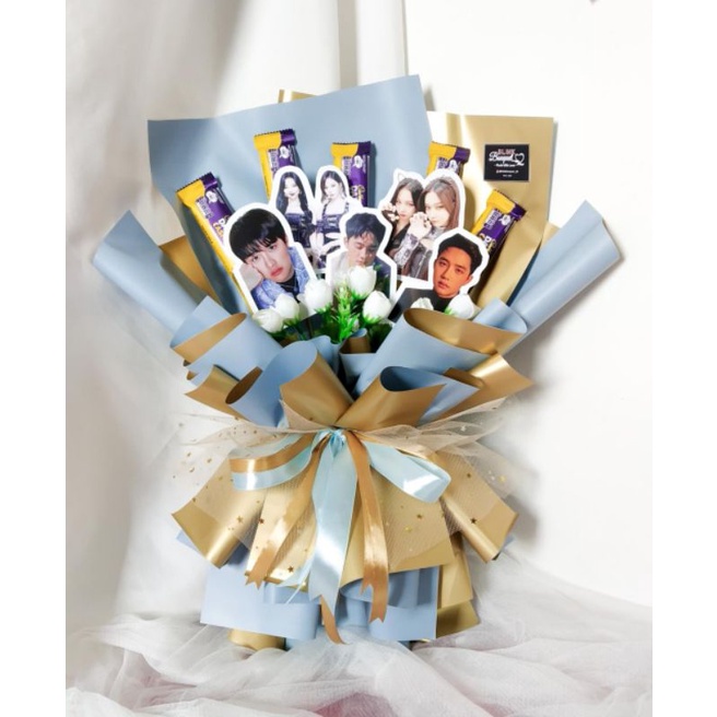 (FREE GREETING CARD) BUKET FOTO WISUDA FULL WARNA BIRU | BUKET SNACK WISUDA SAMARINDA