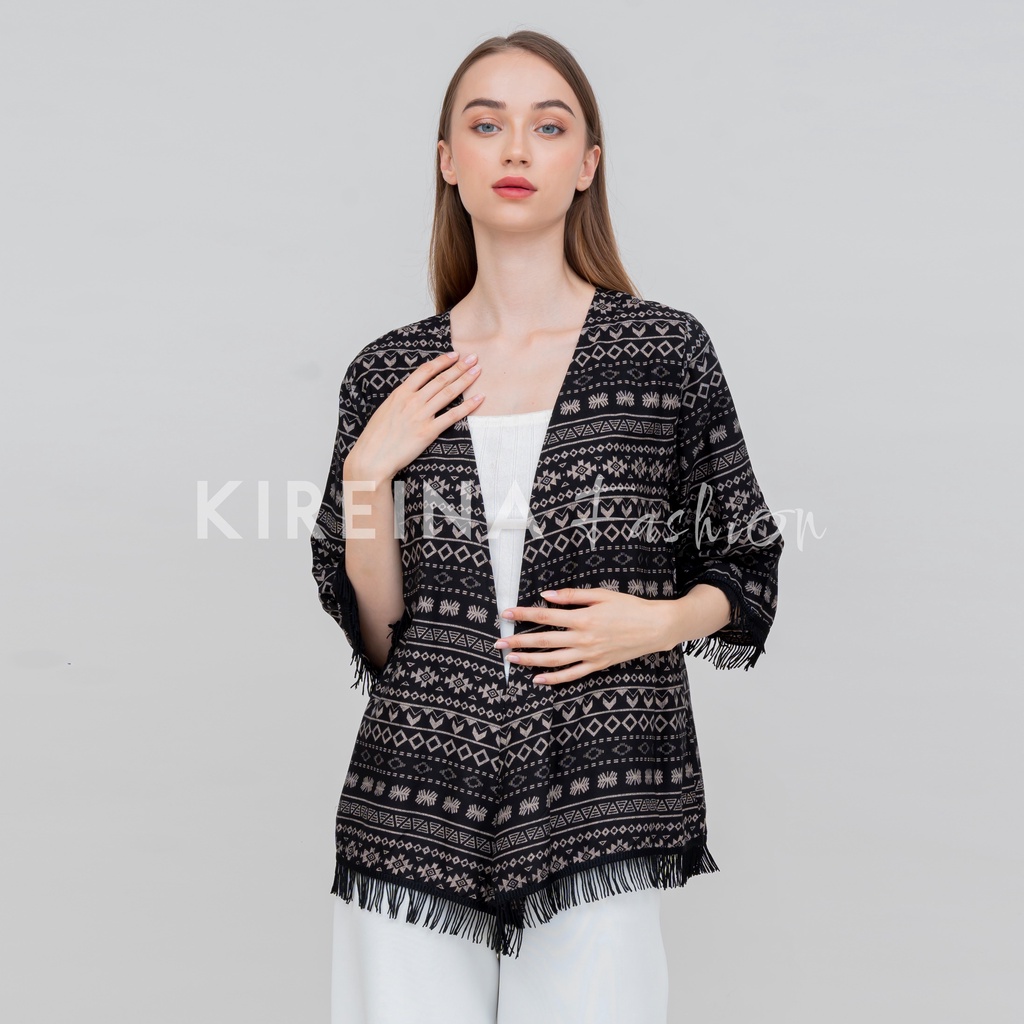 Cardigan Bohemian Rumbai Cardigan Rumbai Tribal Cardigan Cetak Bohemian Katun Rayon Viscose | Kireina Fashion