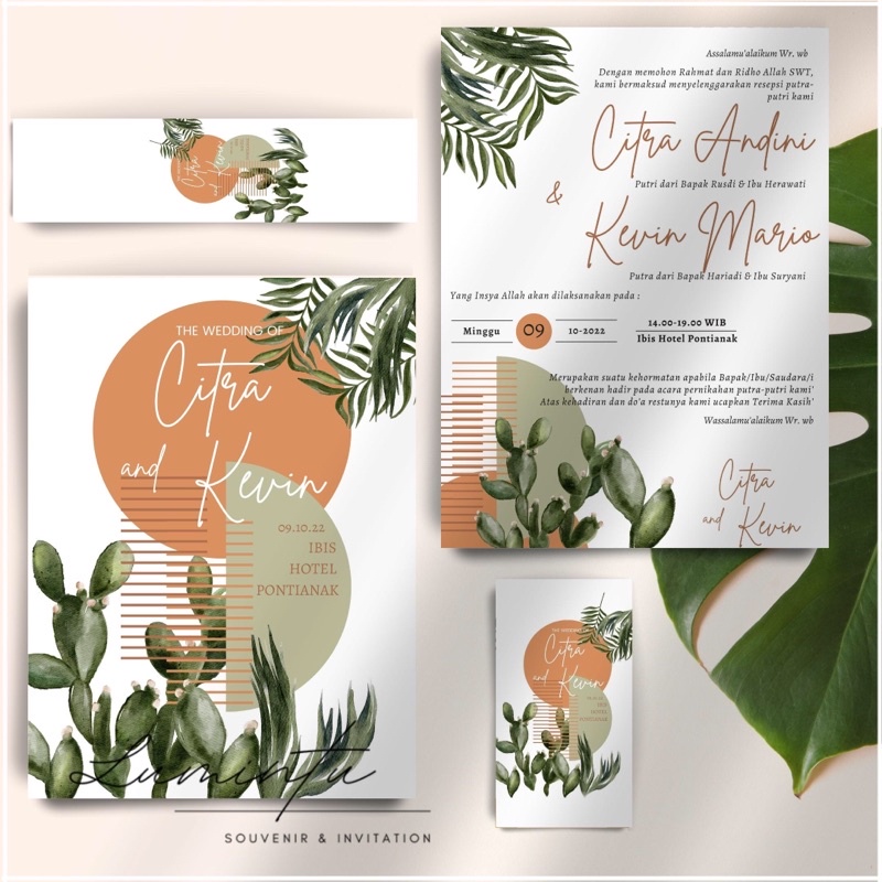 

Tropical Boho wedding invitation / undangan pernikahan / undangan bohemian / undangan modern aesthetic